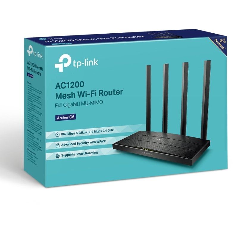 Router Inalámbrico TP-Link Archer C6 1200Mbps/ 2.4GHz 5GHz/ 4 Antenas/ WiFi 802.11ac/n/a - b/g/n