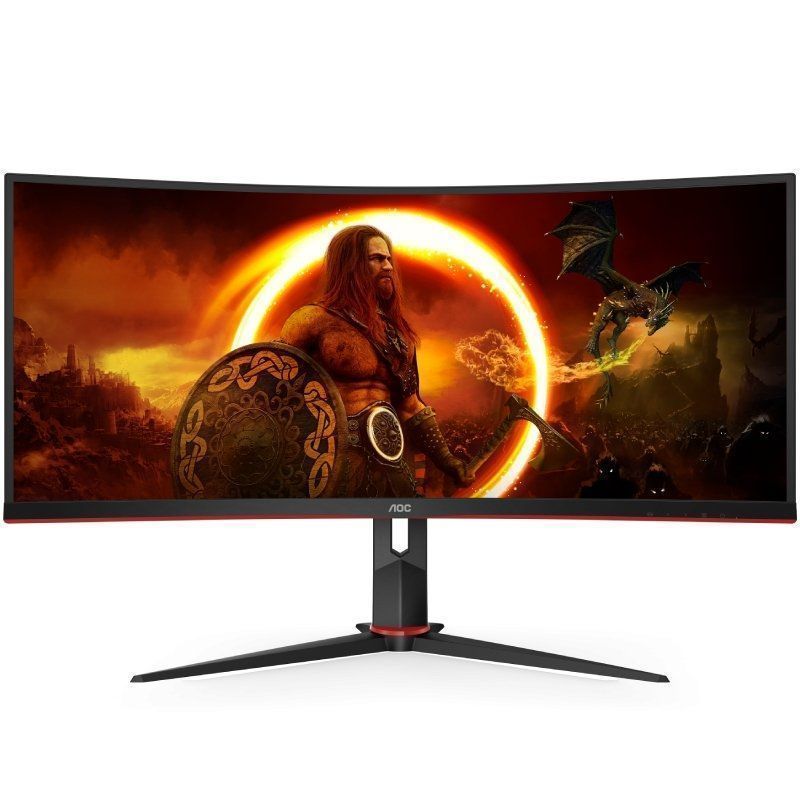 Monitor Gaming Ultrapanorámico Curvo AOC CU34G2X/BK 34"/ WQHD/ 1ms/ 144Hz/ VA/ Negro y Rojo