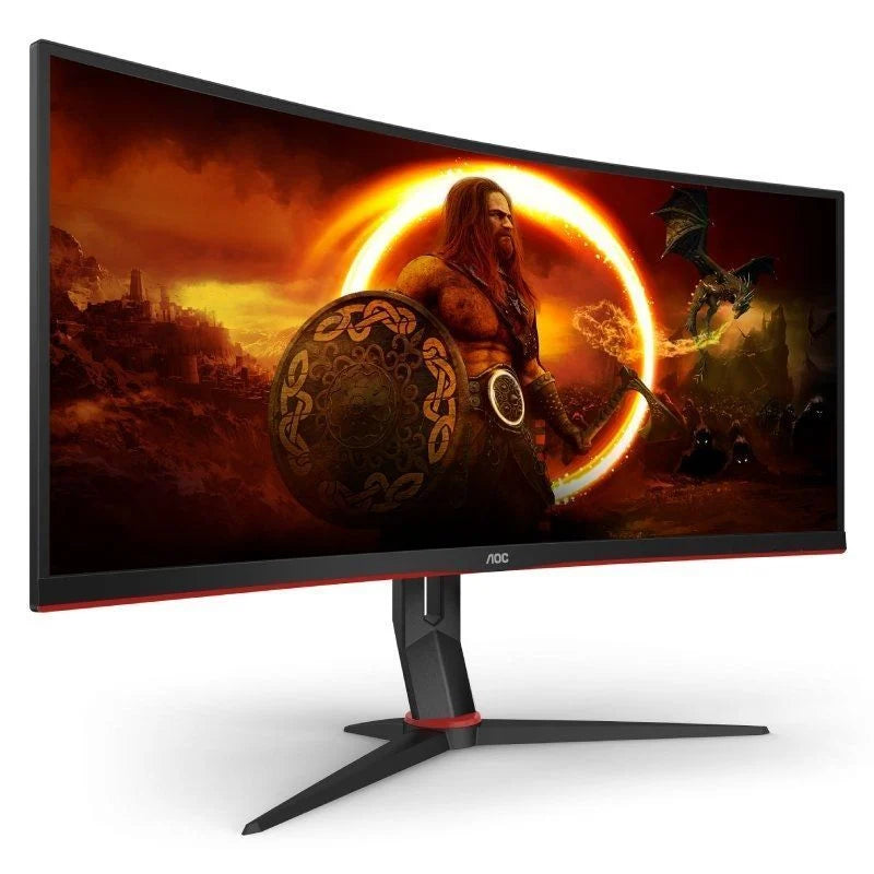 Monitor Gaming Ultrapanorámico Curvo AOC CU34G2X/BK 34"/ WQHD/ 1ms/ 144Hz/ VA/ Negro y Rojo