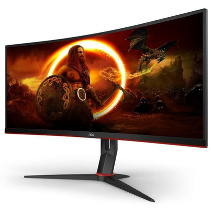 Monitor Gaming Ultrapanorámico Curvo AOC CU34G2X/BK 34"/ WQHD/ 1ms/ 144Hz/ VA/ Negro y Rojo