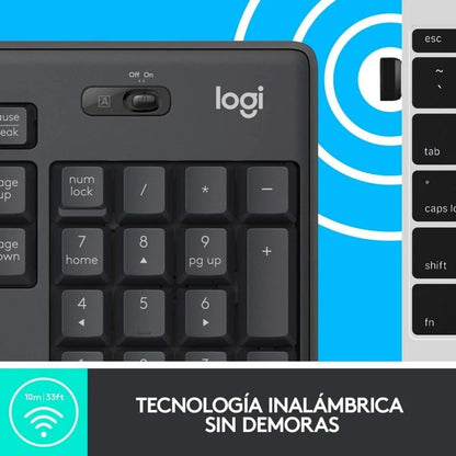 Teclado y Ratón Inalámbricos Logitech Silent Touch MK295/ Grafito