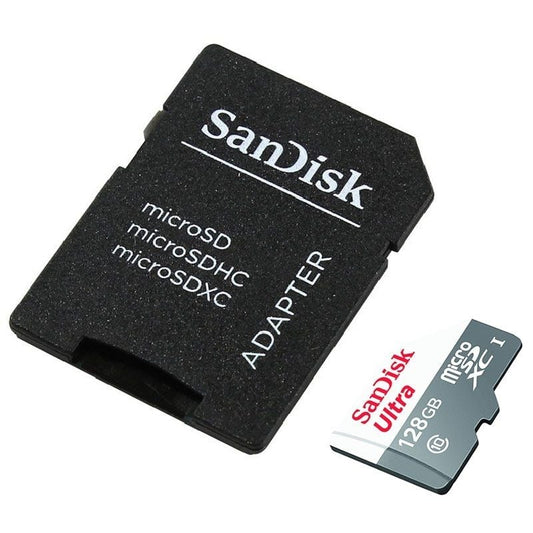 Tarjeta de Memoria SanDisk Ultra 128GB microSD XC con Adaptador/ Clase 10/ 80MB/s